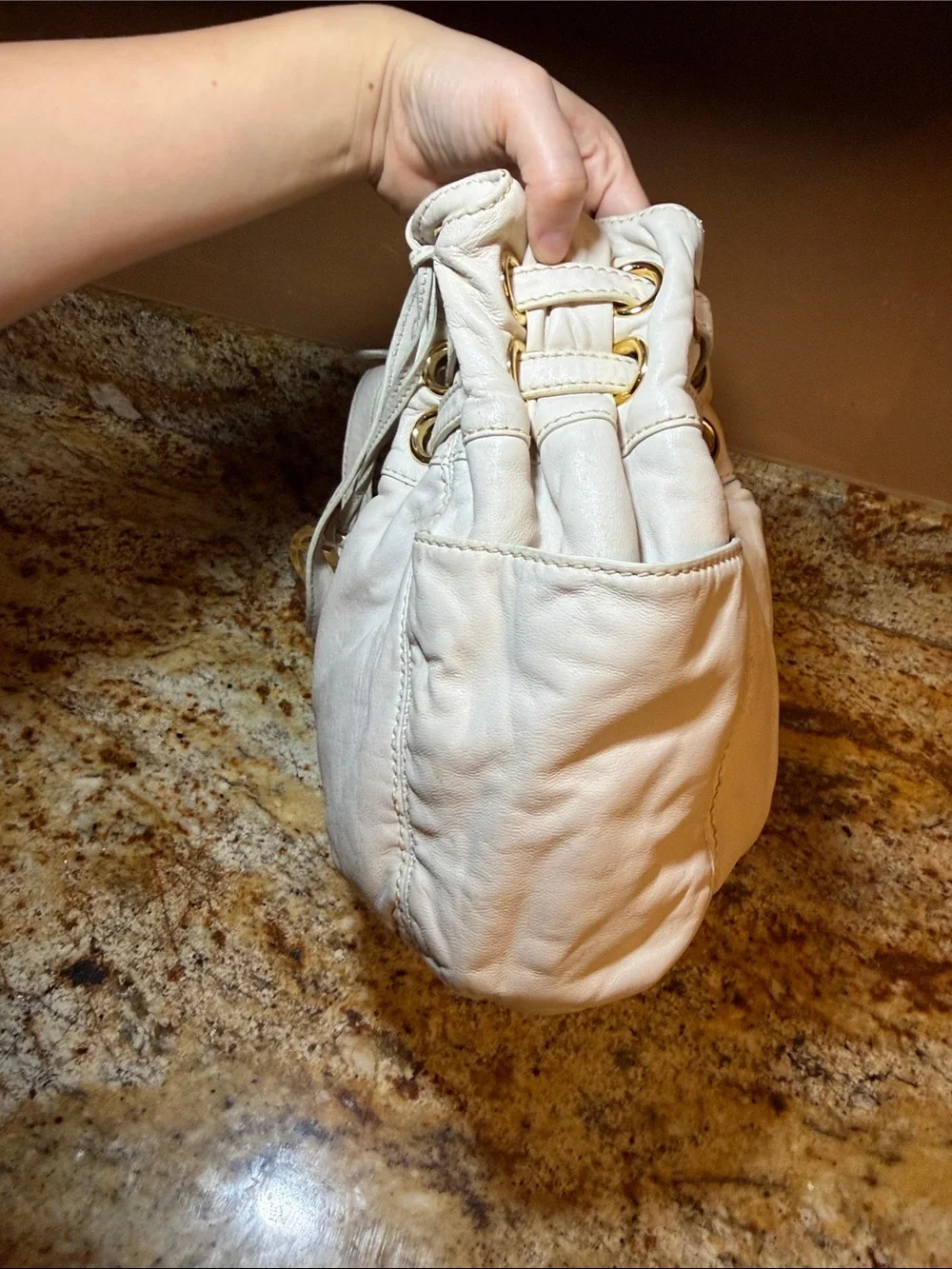 Michael Kors Laced Belts buckle & magnet close hobo Bag